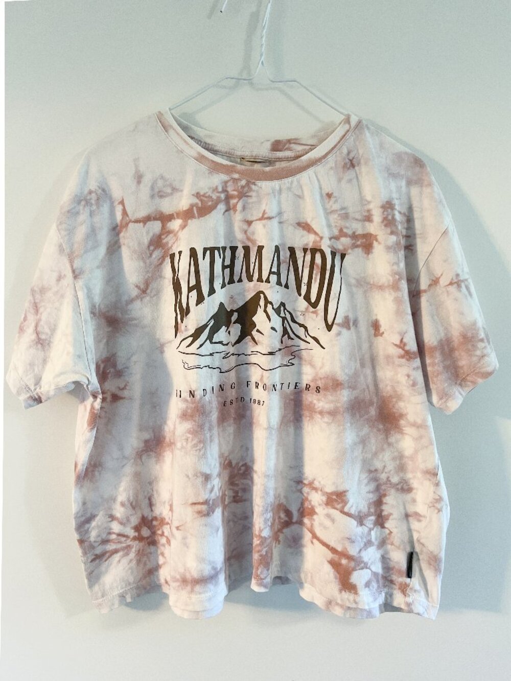 Kathmandu New Zealand T-Shirt XL Pink Tie Dye Graphic Cotton